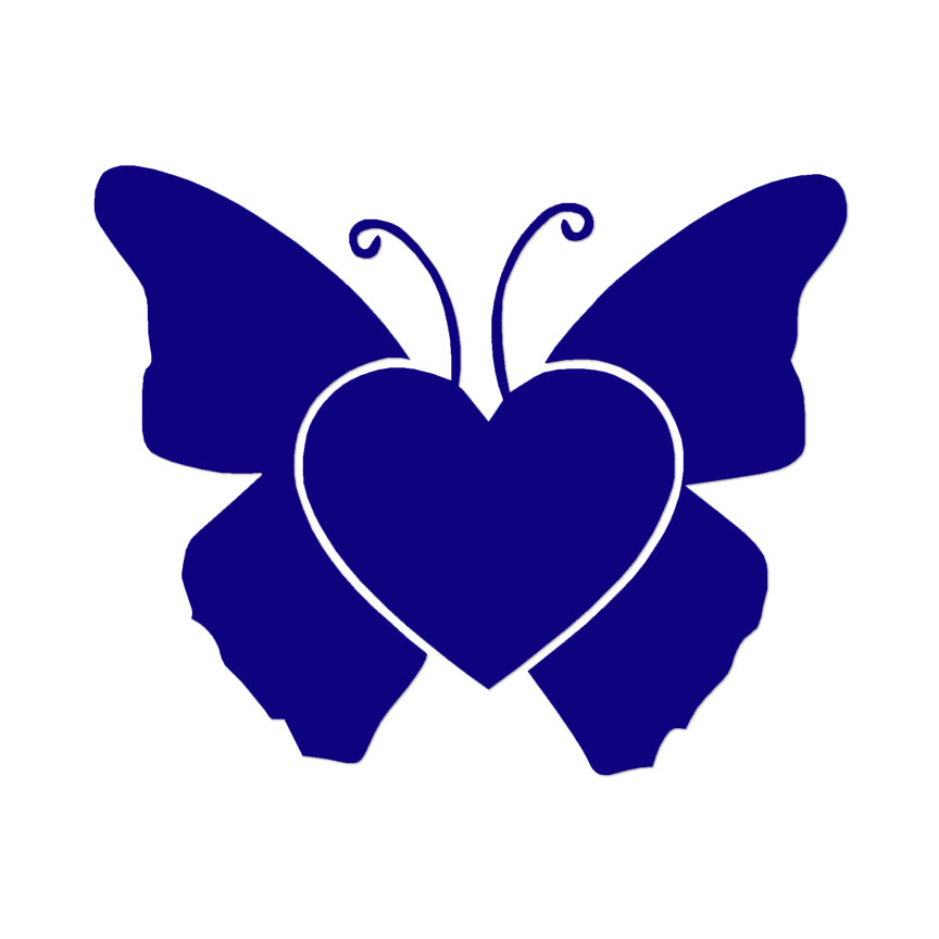 OKAY バタフライハート　絵画　ハート　蝶々 Butterfly Heart - Vinyl Decal Sticker - Multiple Color & Sizes